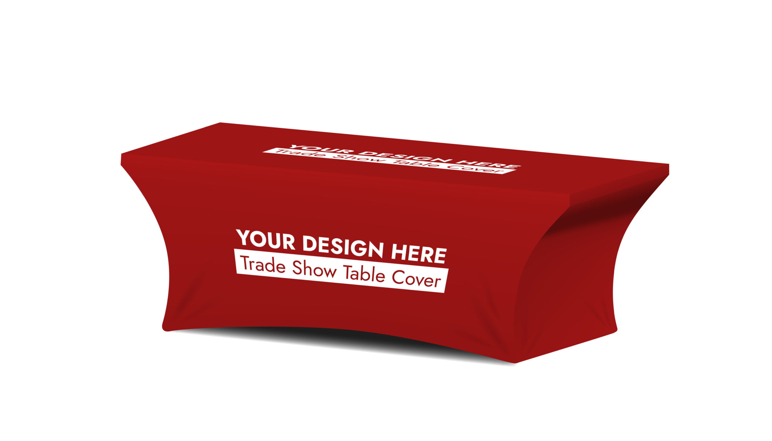 Image of a stretch table cover over a tradee show table